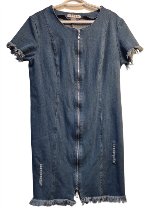 Bianca Nygard Dresses & Skirts - Denim Midi Dress with Front Zip - Light Blue